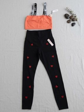 New Victoria's Secret Activewear Set - Heart Leggings & Bandeau Top. XS